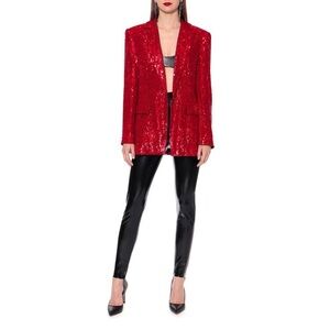 AGGI By HALEWSKI Holly Brilliant Ruby Sequin Red Blazer Jacket